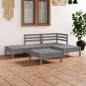 vidaXL Juego de muebles de jardín 5 piezas madera maciza de pino gris