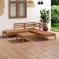 vidaXL Juego muebles de jardín 6 pzas madera maciza pino marrón miel vidaXL Juego muebles de jardín 6 pzas madera maciza pino marrón miel