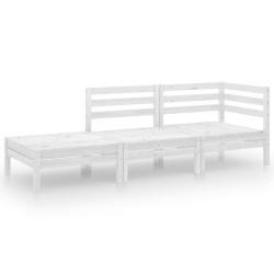 vidaXL Juego de muebles de jardín 3 pzas madera maciza de pino blanco