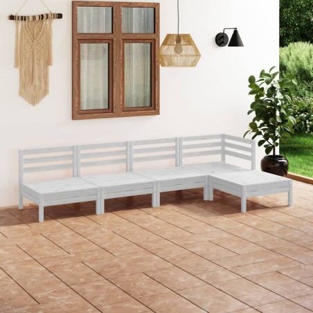 vidaXL Juego de muebles de jardín 5 piezas madera maciza pino blanco