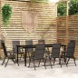 vidaXL Juego de comedor para jardín 9 piezas negro vidaXL Juego de comedor para jardín 9 piezas negro
