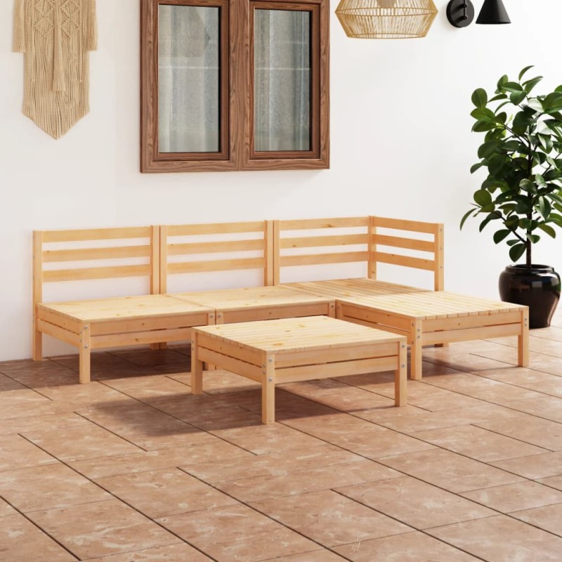 vidaXL Juego de muebles de jardín 5 piezas madera maciza pino vidaXL Juego de muebles de jardín 5 piezas madera maciza pino