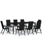 vidaXL Juego de comedor para jardín 9 piezas negro vidaXL Juego de comedor para jardín 9 piezas negro