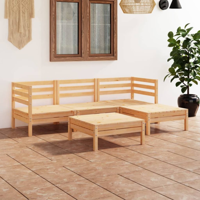 vidaXL Juego de muebles de jardín 5 piezas madera maciza pino vidaXL Juego de muebles de jardín 5 piezas madera maciza pino