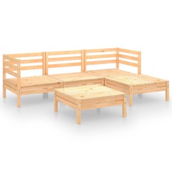 vidaXL Juego de muebles de jardín 5 piezas madera maciza pino