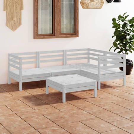 vidaXL Juego de muebles de jardín 5 piezas madera maciza pino blanco