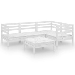 vidaXL Juego de muebles de jardín 5 piezas madera maciza pino blanco