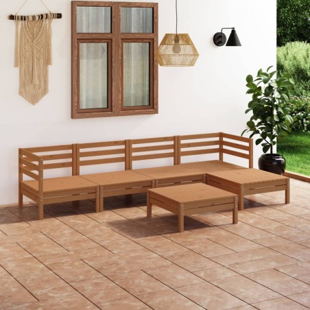 vidaXL Juego muebles de jardín 6 pzas madera maciza pino marrón miel