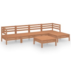 vidaXL Juego muebles de jardín 6 pzas madera maciza pino marrón miel
