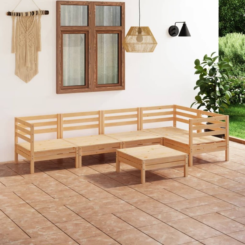 vidaXL Juego de muebles de jardín 6 piezas madera maciza pino vidaXL Juego de muebles de jardín 6 piezas madera maciza pino