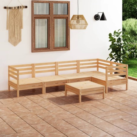 vidaXL Juego de muebles de jardín 6 piezas madera maciza pino
