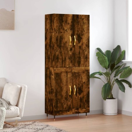 vidaXL Aparador alto madera contrachapada roble ahumado 69,5x34x180 cm