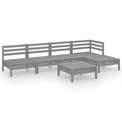 vidaXL Juego de muebles de jardín 6 piezas madera maciza de pino gris