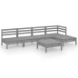 vidaXL Juego de muebles de jardín 6 piezas madera maciza de pino gris vidaXL Juego de muebles de jardín 6 piezas madera maciza de pino gris