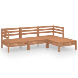 vidaXL Juego muebles de jardín 4 pzas madera maciza pino marrón miel