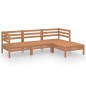 vidaXL Juego muebles de jardín 4 pzas madera maciza pino marrón miel vidaXL Juego muebles de jardín 4 pzas madera maciza pino marrón miel