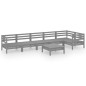 vidaXL Juego de muebles de jardín 7 piezas madera de pino maciza gris