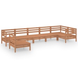 vidaXL Juego muebles de jardín 7 pzas madera pino maciza marrón miel