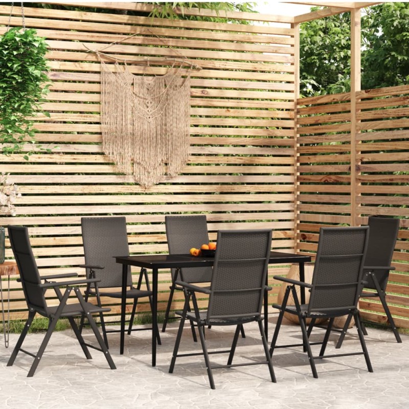 vidaXL Juego de comedor para jardín 7 piezas negro vidaXL Juego de comedor para jardín 7 piezas negro