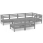 vidaXL Juego de muebles de jardín 7 piezas madera maciza de pino gris