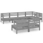 vidaXL Juego de muebles de jardín 8 piezas madera de pino maciza gris