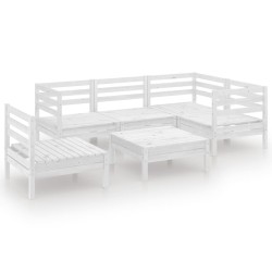 vidaXL Juego de muebles de jardín 6 piezas madera maciza pino blanco