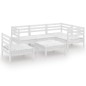 vidaXL Juego de muebles de jardín 6 piezas madera maciza pino blanco vidaXL Juego de muebles de jardín 6 piezas madera maciza pino blanco