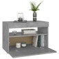 vidaXL Mesita de noche con LED contrachapada gris hormigón 60x35x40 cm vidaXL Mesita de noche con LED contrachapada gris hormigón 60x35x40 cm