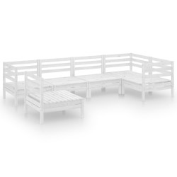 vidaXL Juego de muebles de jardín 6 piezas madera maciza pino blanco