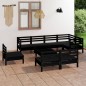 vidaXL Juego de muebles de jardín 9 pzas madera maciza de pino negro vidaXL Juego de muebles de jardín 9 pzas madera maciza de pino negro