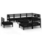 vidaXL Juego de muebles de jardín 9 pzas madera maciza de pino negro vidaXL Juego de muebles de jardín 9 pzas madera maciza de pino negro