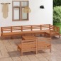 vidaXL Juego muebles de jardín 9 pzas madera maciza pino marrón miel vidaXL Juego muebles de jardín 9 pzas madera maciza pino marrón miel