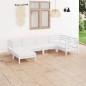 vidaXL Juego de muebles de jardín 6 piezas madera maciza pino blanco vidaXL Juego de muebles de jardín 6 piezas madera maciza pino blanco