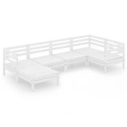 vidaXL Juego de muebles de jardín 6 piezas madera maciza pino blanco