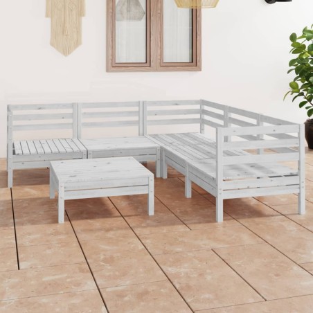 vidaXL Juego de muebles de jardín 6 piezas madera maciza pino blanco