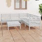vidaXL Juego de muebles de jardín 6 piezas madera maciza pino blanco