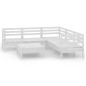 vidaXL Juego de muebles de jardín 6 piezas madera maciza pino blanco