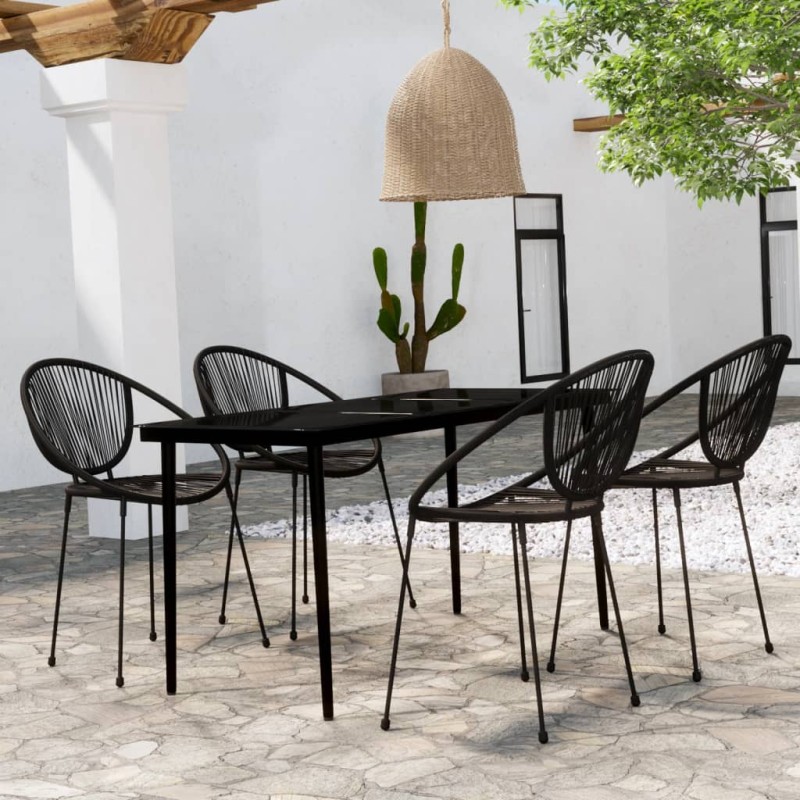 vidaXL Juego de comedor de jardín 5 piezas negro