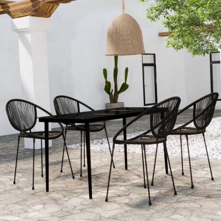 vidaXL Juego de comedor de jardín 5 piezas negro
