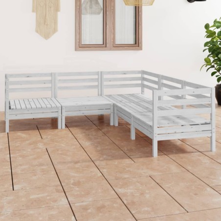 vidaXL Juego de muebles de jardín 5 piezas madera maciza pino blanco