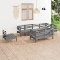 vidaXL Juego de muebles de jardín 8 piezas madera maciza de pino gris vidaXL Juego de muebles de jardín 8 piezas madera maciza de pino gris