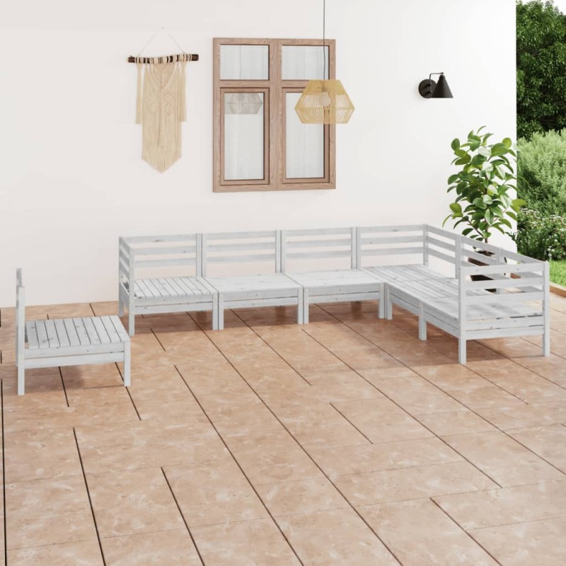 vidaXL Juego de muebles de jardín 7 piezas madera maciza pino blanco vidaXL Juego de muebles de jardín 7 piezas madera maciza pino blanco