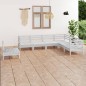 vidaXL Juego de muebles de jardín 7 piezas madera maciza pino blanco vidaXL Juego de muebles de jardín 7 piezas madera maciza pino blanco