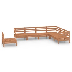 vidaXL Juego muebles de jardín 7 pzas madera maciza pino marrón miel