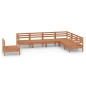 vidaXL Juego muebles de jardín 7 pzas madera maciza pino marrón miel vidaXL Juego muebles de jardín 7 pzas madera maciza pino marrón miel