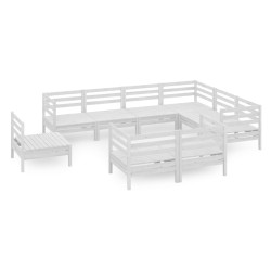vidaXL Juego de muebles de jardín 9 piezas madera maciza pino blanco