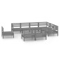 vidaXL Juego de muebles de jardín 9 piezas madera maciza de pino gris vidaXL Juego de muebles de jardín 9 piezas madera maciza de pino gris