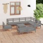 vidaXL Juego de muebles de jardín 10 piezas madera maciza de pino gris vidaXL Juego de muebles de jardín 10 piezas madera maciza de pino gris
