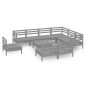 vidaXL Juego de muebles de jardín 10 piezas madera maciza de pino gris vidaXL Juego de muebles de jardín 10 piezas madera maciza de pino gris