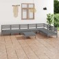 vidaXL Juego de muebles de jardín 8 piezas madera maciza de pino gris